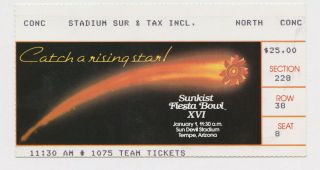 1987 Fiesta Bowl Ticket Stub Miami Vs.  Penn State National Championship Game