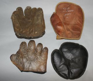 Antique Vintage Group Of 4 Youth Model Baseball Gloves Mitts