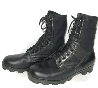 Vtg Military Jungle Boots Combat Spike Size 10r Black Lace Up First Responder