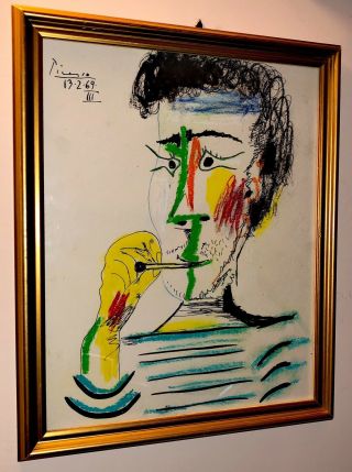 Pablo Picasso - Pastels On Paper Vintage Drawing Hand Signed - No Print