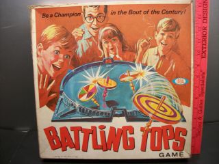 Vintage 1968 Ideal Battling Tops Spinning Action Board Game Toy