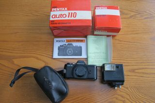 Vintage Asahi Pentax Auto 110 Mini Camera With Lens,  Flash