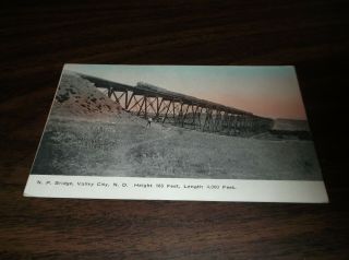 1914 Northern Pacific Railway Valley City North Dakota Bridge Post Card
