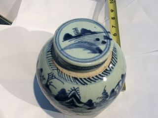 Vintage Chinese Export Painted Porcelain Blue & White Ginger Jar As Found