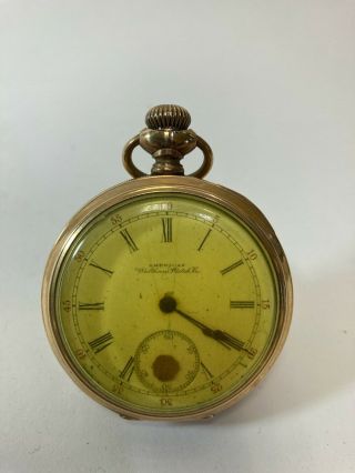 Antique 14k Gold Filled Waltham Open Face Pocket Watch Royal 16s