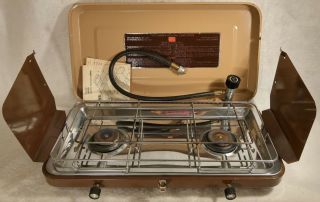 Vintage Buddy Dual Two Burner Propane Gas Camp Stove Emergency Portable Camping