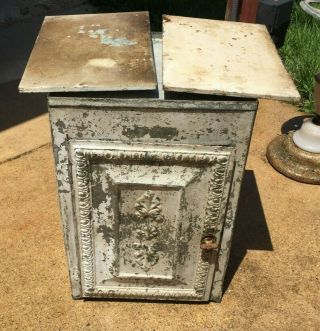 Antique Embossed Tin Metal Wall Counter Cabinet 1900 Pie Jelly Cake Safe Kitchen