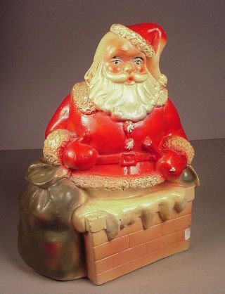Vintage Christmas Santa Claus Chalkware Bank Antique Figure Old Figurine 1940 