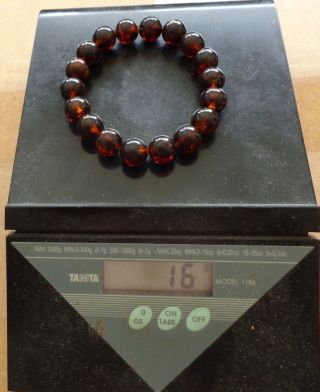 Antique Natural Round Cherry Baltic Amber Beads Stretch Bracelet 33s