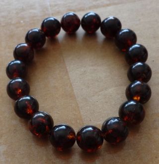 Antique Natural round cherry Baltic Amber Beads stretch bracelet 33s 2