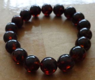 Antique Natural round cherry Baltic Amber Beads stretch bracelet 33s 3