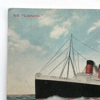 Antique S.  S.  Lusitania 4 - Stack Ship Ocean Liner Cunard Line Postcard,  C.  1910 2