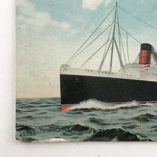 Antique S.  S.  Lusitania 4 - Stack Ship Ocean Liner Cunard Line Postcard,  C.  1910 3