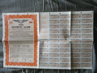 4 Vintage The Olympic Club Of San Francisco Bond Certificates