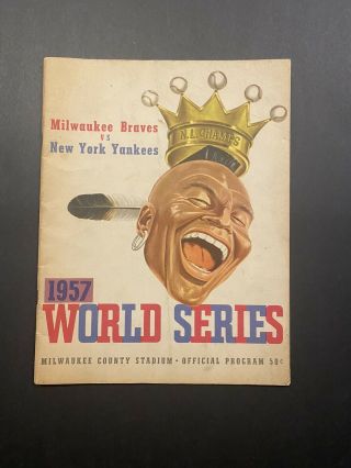 Vintage 1957 World Series Program Milwaukee Braves vs NY Yankees 2