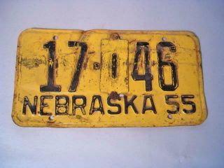 Vintage 1955 Commercial Nebraska 1 Ton Truck License Plate No.  17 - 46