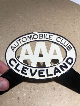 Vintage Aaa Cleveland Automobile Club License Plate Topper Badge Sign Truck