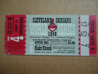 1948 World Series Game 4 Cleveland Indians Ticket
