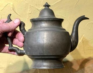 Antique American Pewter Teapot,  Boardman Warranted,  Eagle Mark,  C.  1820 
