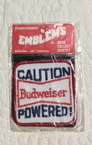 Nip/vintage/unused Caution Budweiser Powered Patch/emblem Beer