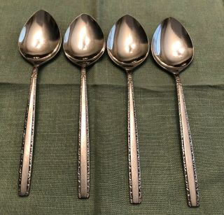 Vintage Set Of 4 Oneida Community Via Roma Stainless Steel Place Oval Soup Spoon