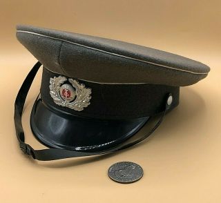 Vintage East German 1960s Officer Uniform Visor Cap Dress Hat Nva Sz 56 Excel