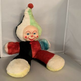 Vintage Rubber Faced Plush Toy Creepy Clown Stuffed Toy Coronet Creations 70 