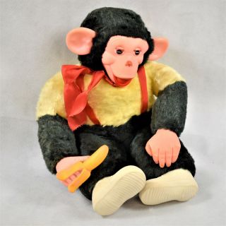 Vintage 50s Mr Bims Monkey With Rubber Face Hands And Banana