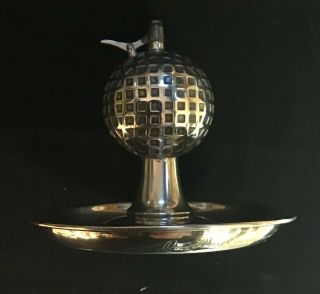 Stunning Antique Golf Sterling Silver Mesh Golf Ball Cigarette Lighter Trophy