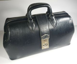 Vintage Kruse,  Black Leather Doctors Bag,  Medical Dr.