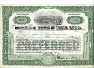 1943 International Railway Of Central America Rr Stock Certificate