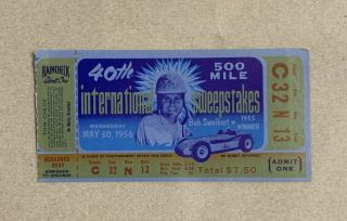 1956 Indianapolis International 500 Mile Sweepstakes Indy 500 Ticket Stub
