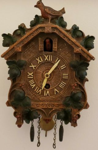 Antique 1937 Lux Animated Bobbing Bird Left 312 Pendulette Wall Clock