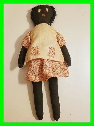 Early Rag Doll Handmade Black Americana Folk Art Cloth Doll Vintage