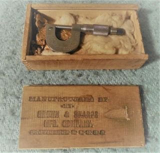 Vintage No.  4 Brown Sharpe 0 - 1/2 " Anvil Micrometer.  001 Grade Made In Usa W Box