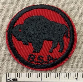 Vintage Bison Boy Scout Red Black Patrol Medallion Badge Patch Buffalo Camp Bsa