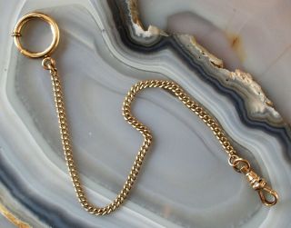 Vintage Gold Filled 8.  5″ Pocket Watch Fob Chain,  Large Spring Ring