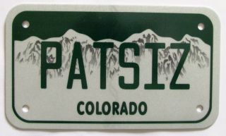 Colorado 2013 Motorcycle Vanity License Plate Patsy 