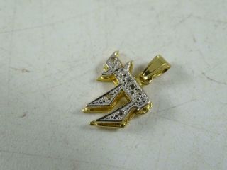 Vintage 14k Solid Yellow White Gold Diamond Jewish Chai 2.  3 Grams Necklace Charm