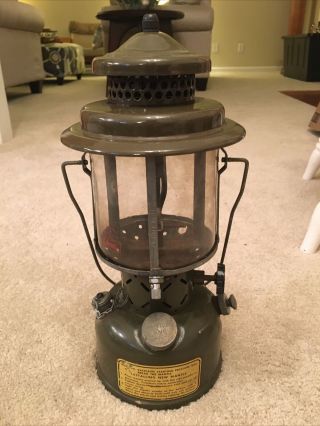 1960 Coleman Lantern U.  S.  Army Olive Military Gasoline Leaded Fuel