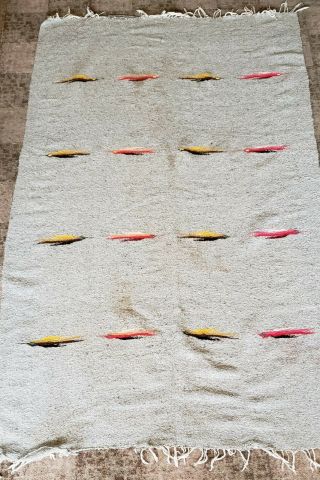 Antique Vintage Mexican Wool Blanket Rug Southwest Bird Design Pattern 75x46 "