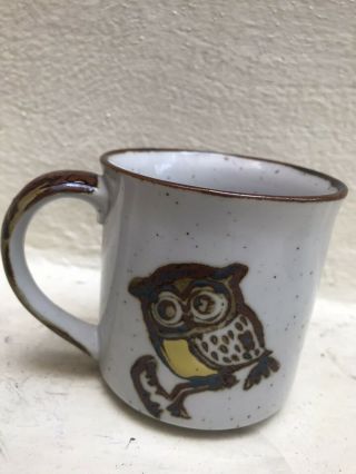 Vintage Otagiri Ceramic Tea Coffee Mug Blue Brown Yellow Owl 2