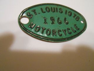 1978 St Louis Mo Motorcycle License Tag Plate