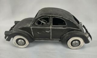 Volkswagen Beetle Vw Bug Tin Metal Car Model Automotive Decor Black