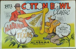 1973 Cotton Bowl Alabama Vs Texas Football - “tide Media Guide”bear Bryant Cover
