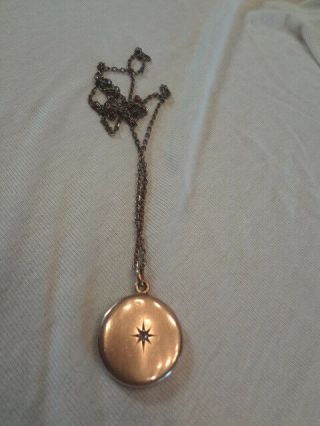 Fabulous Antique Victorian Gold Filled Engraved Star Locket With Stone