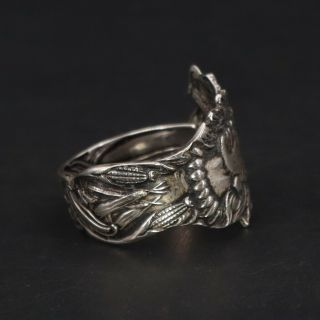 VTG Sterling Silver - Indian Chief Head Spoon Handle Ring Size 6 - 3.  5g 2