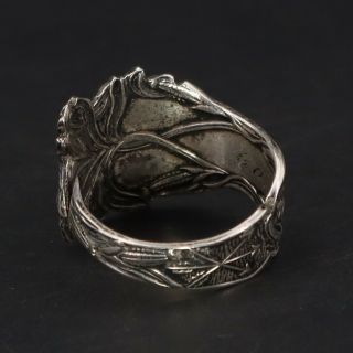 VTG Sterling Silver - Indian Chief Head Spoon Handle Ring Size 6 - 3.  5g 3