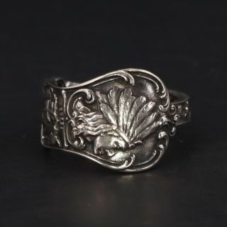 Vtg Sterling Silver - Colorado Indian Chief Head Spoon Handle Ring Size 11 - 8g