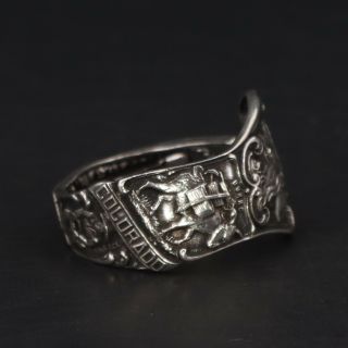 VTG Sterling Silver - Colorado Indian Chief Head Spoon Handle Ring Size 11 - 8g 2